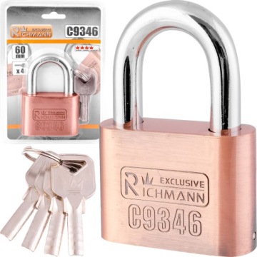 RICHMANN НИКЕЛИРОВАННЫЕ НАВЕСНЫЕ ЗАМКИ 3 ЭЛЕМЕНТА. 50MM C9350 1 КЛЮЧ