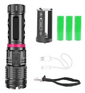 MOCNA LATARKA LED XHP120 6000LM 500M + COB + RGB