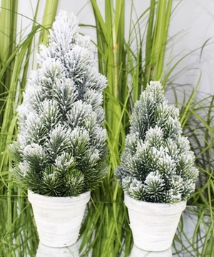 H30 DEcodomi заснеженная елка в горшке