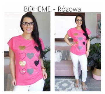 BLUZKA koszulka KOBIECY TSHIRT top MODNE WZORY, M