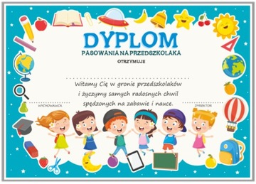 DYPLOM PASOWANIE NA PRZEDSZKOLAKA A4 gruby papier