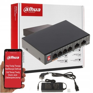 Switch PoE Dahua na 4 kamery IP PFS3006-4GT-60-V2