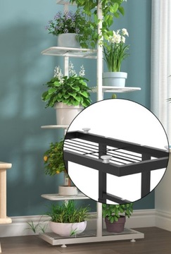 Металлическая клумба с белой цветочной стойкой шельфа 142 см 8 Уровень