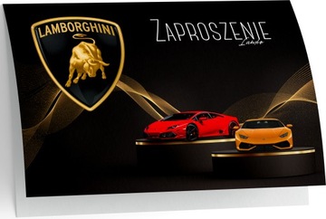 ZAPROSZENIE LAMBORGHINI AUTA SAMOCHODY ZAPROSZANIA URODZINOWE 20x15 cm