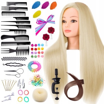 GŁOWA TRENINGOWA FRYZJERSKA GŁÓWKA DO CZESANIA STATYW WŁOS JASNY BLOND