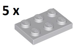 LEGO Light Bluish Gray Plate 2 x 3 3021 5 szt