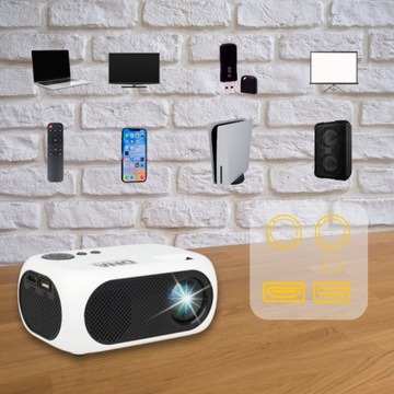PROJEKTOR RZUTNIK HDMI USB FULL HD PRZENOŚNY DO TELEFONU KOMPUTERA TV BOX
