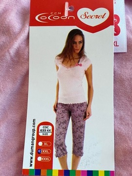 Piżama Bluzka + Spodnie Różowy z Szarym roz. XXL