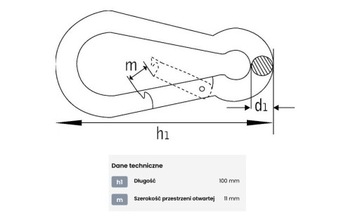 Карабин оцинкованный 10х100мм, нагрузка макс. 3