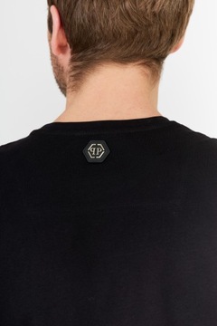 Philipp Plein czarny t-shirt z czaszką i logo XL