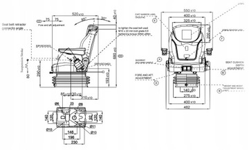 ПНЕВМАТИЧЕСКОЕ СИДЕНИЕ ДЛЯ ТРАКТОРА 12/24В КОМФОРТНОЕ, РЕГУЛИРУЕМОЕ