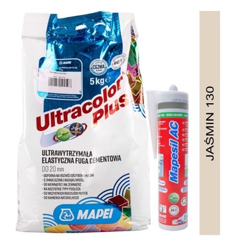 Zestaw MAPEI fuga Ultracolor Plus 5kg + silikon Mapesil AC - 130 jaśmin