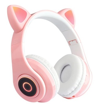 SŁUCHAWKI DLA DZIECI BLUETOOTH LED KOCIE USZY