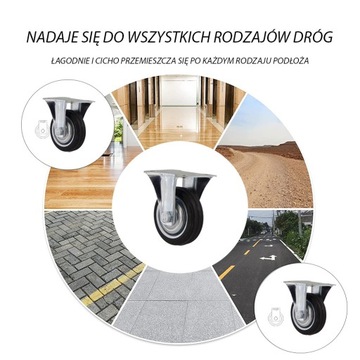 KOMPLET 4 SZT. KÓŁ fi 75 wózek regał 23STGU75