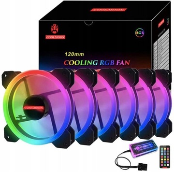 5 ВЕНТИЛЯТОРОВ COOLMOON для ПК со светодиодной подсветкой RGB, 120 ММ