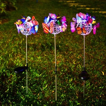 СВЕТОДИОДНАЯ СОЛНЕЧНАЯ САДОВАЯ ЛАМПА С БАБОЧКАМИ ЦВЕТКАМИ
