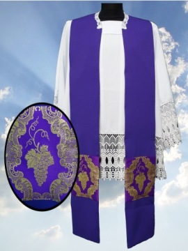 Stuła kapłańska tkana fioletowa 06