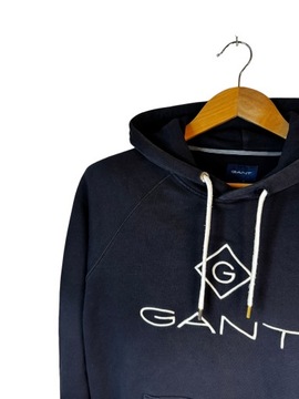Bluza z kapturem Gant granatowa duże logo M