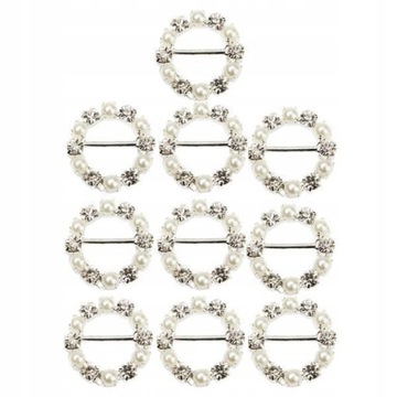 3x10okrągłych wstążek ślubnychz perłami Rhinestone