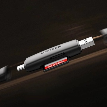 Ugreen adapter czytnik kart SD / micro SD (USB-A / USB-C) czarny