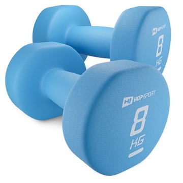 Zestaw hantelek do ćwiczeń treningu 2x8kg powlekanych neoprenem żeliwnych