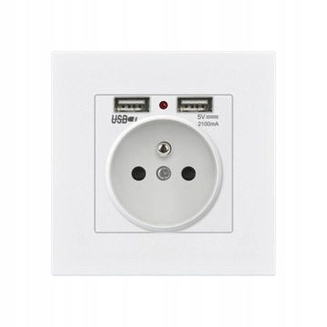 GNIAZDKO Z 2x USB KONTAKT 16A i kontrolką