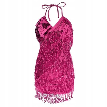 Одежда для латинских танцев Розово-красная юбка для бальных танцев с пайетками