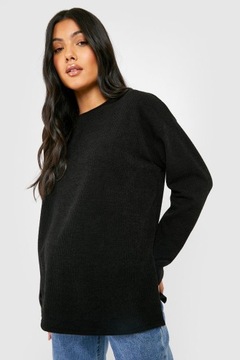 BOOHOO CZARNY CIĄŻOWY SWETER Z ROZCIĘCIAMI PO BOKACH R.L G248014