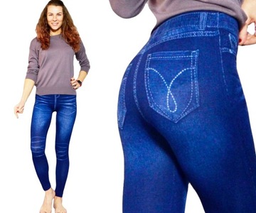 Legginsy DAMSKIE Getry Spodnie Leginsy MODNE Getry Jeans rozmiar L/XL