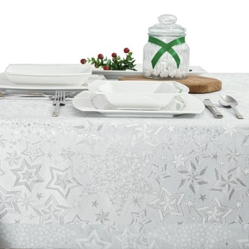 Рождественская скатерть-манжета 5 см Silver Stars K1 140x120 см