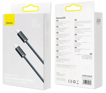 КАБЕЛЬ BASEUS STRONG USB-C КАБЕЛЬ ДЛЯ БЫСТРОЙ ЗАРЯДКИ TYPE-C PD 100 Вт QC 5A 2M