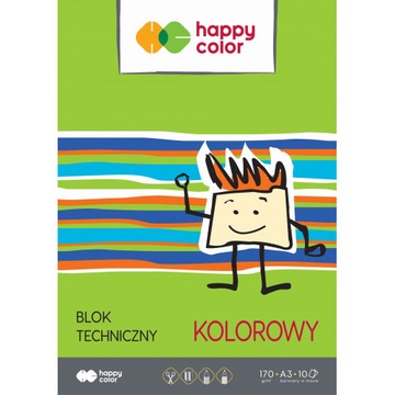 Blok techniczny kolorowy HAPPY COLOR A3 10 arkuszy