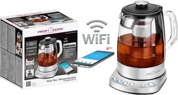 2w1 CZAJNIK ELEKTRYCZNY ZAPARZACZ SZKLANY WIFI 1,5L TIMER INOX NIEMIECKI