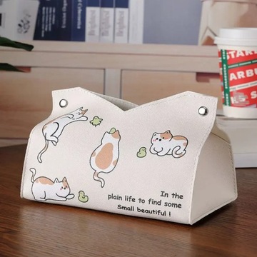 Cute Printed Tissue Case Leather Tissue Box Waterproof and Dustproof