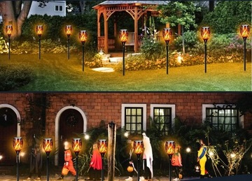 Садовый декоративный фонарь с солнечным светом и пламенем, 2 шт.