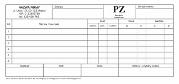 PZ Przyjęcie materiałów z zewnątrz z NUMERACJĄ DL