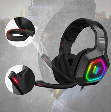 ONIKUMA K10 НАКЛАДНЫЕ ПРОВОДНЫЕ ИГРОВЫЕ НАУШНИКИ СО СВЕТОДИОДНЫМ МИКРОФОНОМ RGB