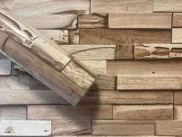 Флизелиновые обои Шифер Камень Кирпич Дерево 3D Бежевые Коричневые A64002