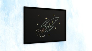 Доска меловая черная 70х50 см, деревянная рама, ЧЕРНЫЙ ЭКО