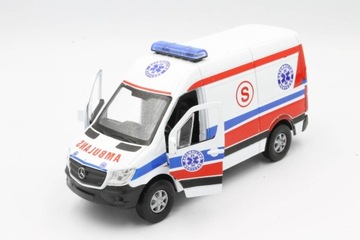 АВТОМОБИЛЬ ВЕСНА ПРУЖИНА МЕТАЛЛ МОДЕЛЬ WELLY Mercedes Sprinter Ambulance ДЛЯ МАЛЬЧИКОВ
