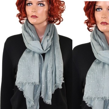 sy6 ACCESSORIZE Stylowy Szal Apaszka Połysk Cekiny 60x182