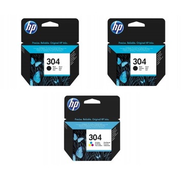 Komplet Oryginalnych Tuszy HP 304 2x Czarny N9K06AE + Kolor N9K05AE