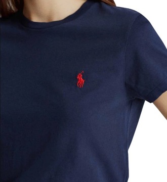 t-shirt polo ralph lauren premium damska koszulka granatowa małe logo