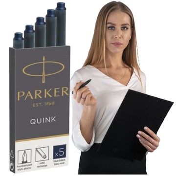 PARKER NABOJE atramentowe niebiesko-czarne Nie Prześwitują 5 SZTUK WYDAJNE
