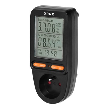 ORNO ВАТТМЕТР С ЖК-ДИСПЛЕЕМ С АККУМУЛЯТОРОМ ЧЕРНЫЙ OR-WAT-435/B