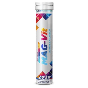 ALLNUTRITION MAG-VIT 20 TABLETEK SKURCZ WZMOCNIENIE STRES ZMĘCZENIE MAGNEZ