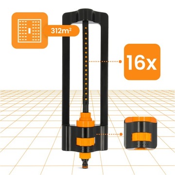 ZRASZACZ OGRODOWY WAHADŁOWY OSCYLACYJNY REGULOWANY 16 DYSZ TRAWY TRAWNIK T5