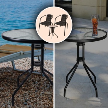 Балконный комплект BISTRO, черный стол, 2 стула для садовой террасы.