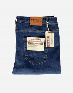 DUŻE Spodnie Jeans Męskie Texasy Dżinsy Klasyczne Proste Granat 9639 W43L30