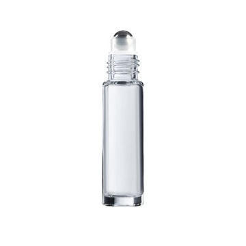 Butelka szklana 10 ml bezbarwna z roll-on z nakrętką czarną PP